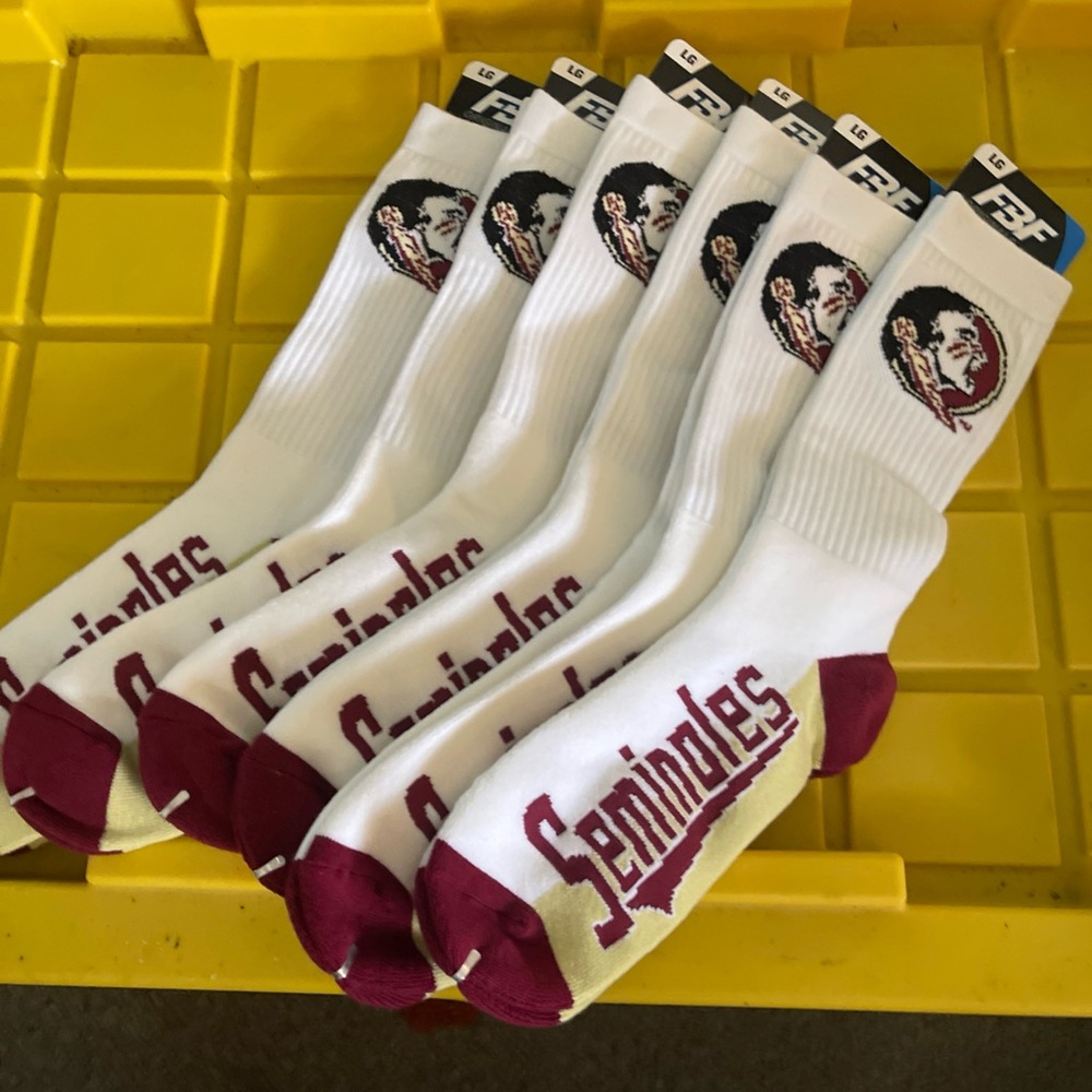 NEW Florida State Seminoles NCAA Tall Socks For Bare Feet FBF Size L Men's Qty 6